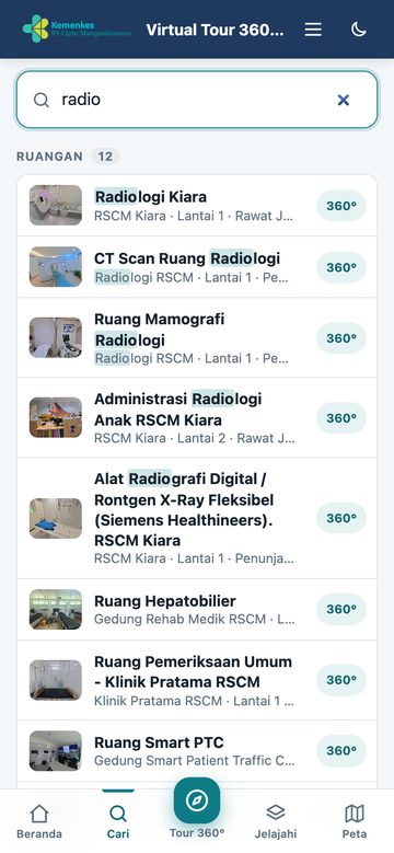 Mencari dengan saran langsung — tampilan ponsel