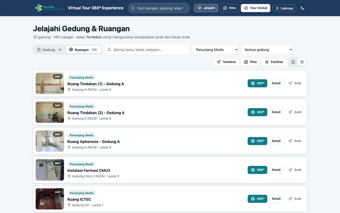 Jelajahi ruangan per kategori — tampilan komputer
