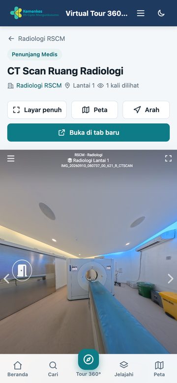 Halaman ruangan & tour 360° — tampilan ponsel